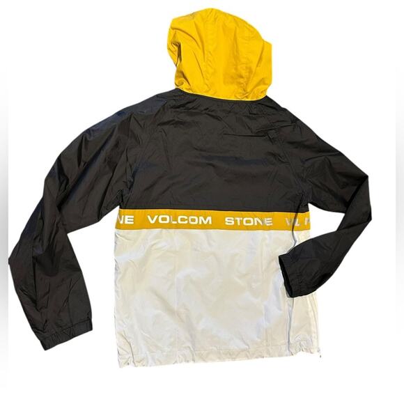 Volcom Mens Size Small Water Resistant Black & Yellow Quarter Zip Windbreaker - Picture 2 of 8